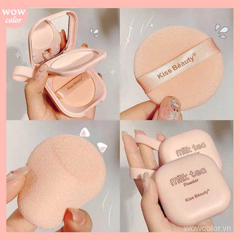 [Hàng mới về] Phấn che khuyết điểm dạng nén KissBeauty chiết xuất từ trà sữa / mật ong kiềm dầu kháng nước tốt