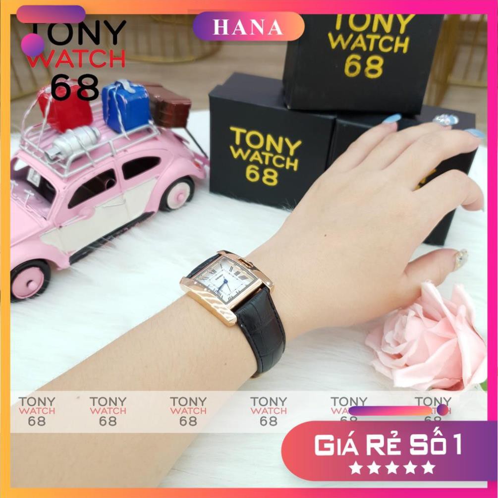 Đồng hồ nữ Skmei chính hãng dây da mặt vuông mạ vàng chống nước Tony Watch 68