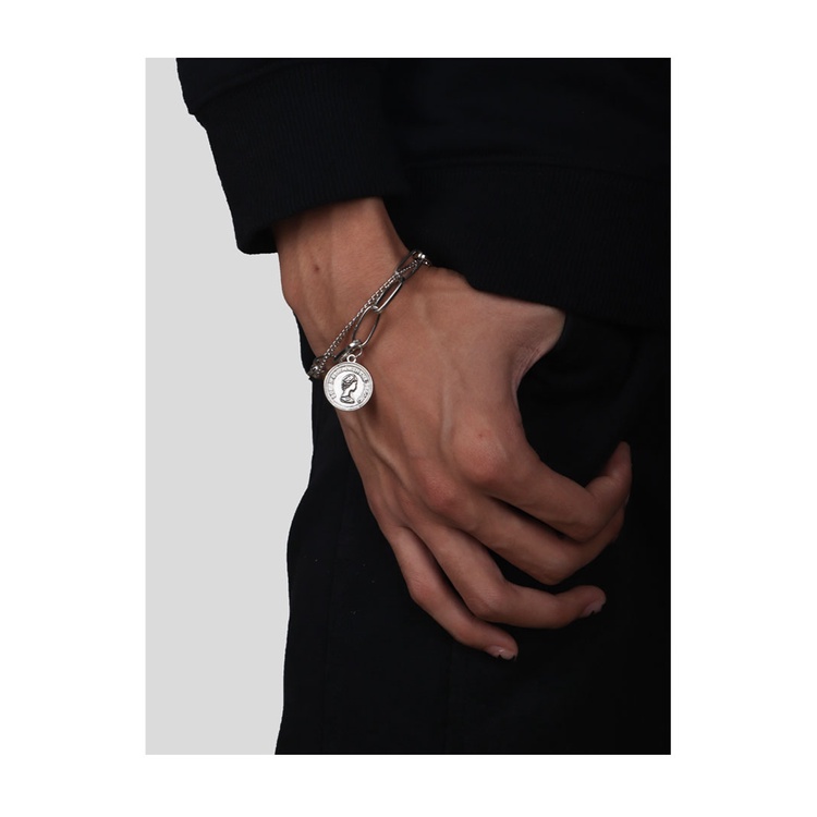 Vòng Tay Nhiều Lớp Mặt Hình Đồng Xu Phong Cách Âu Mỹ Cổ Điển Mới