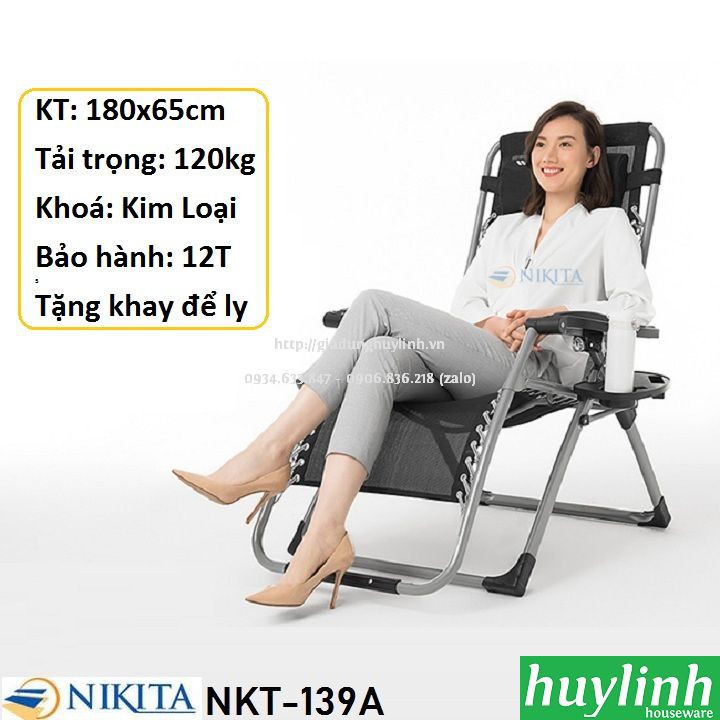 Ghế xếp gấp thư giãn Nikita NKT-139A - Tải trọng 120kg