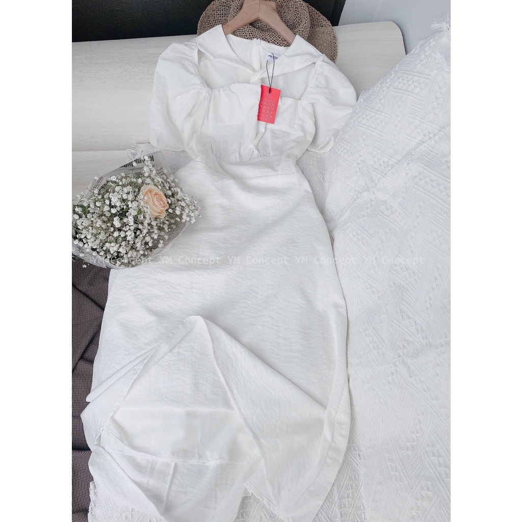 Đầm Linen Xoắn Ngực  - D0523