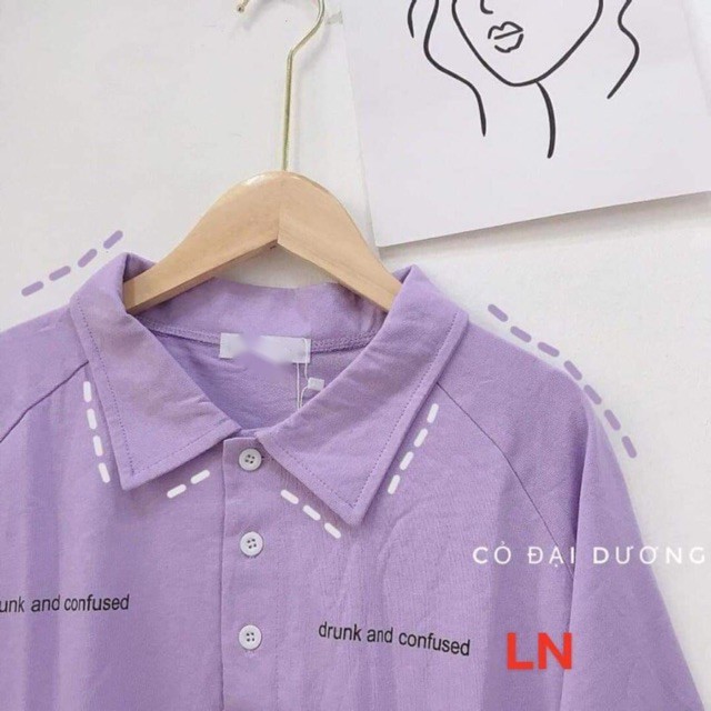 Áo polo chữ DRUNK LN12