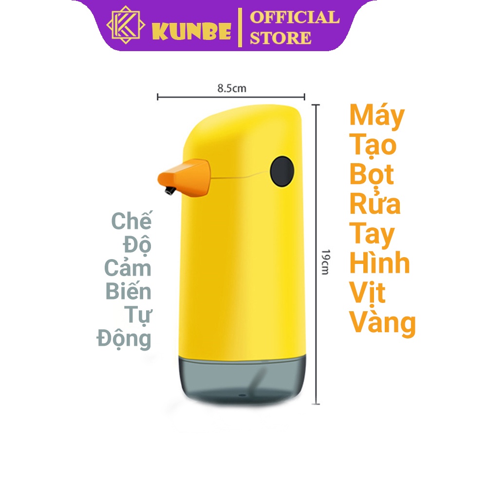Máy Tạo Bọt Xà Phòng Rửa Tay KUNBE Hình Vịt Vàng Cảm Biến Tự Động Tiện Lợi