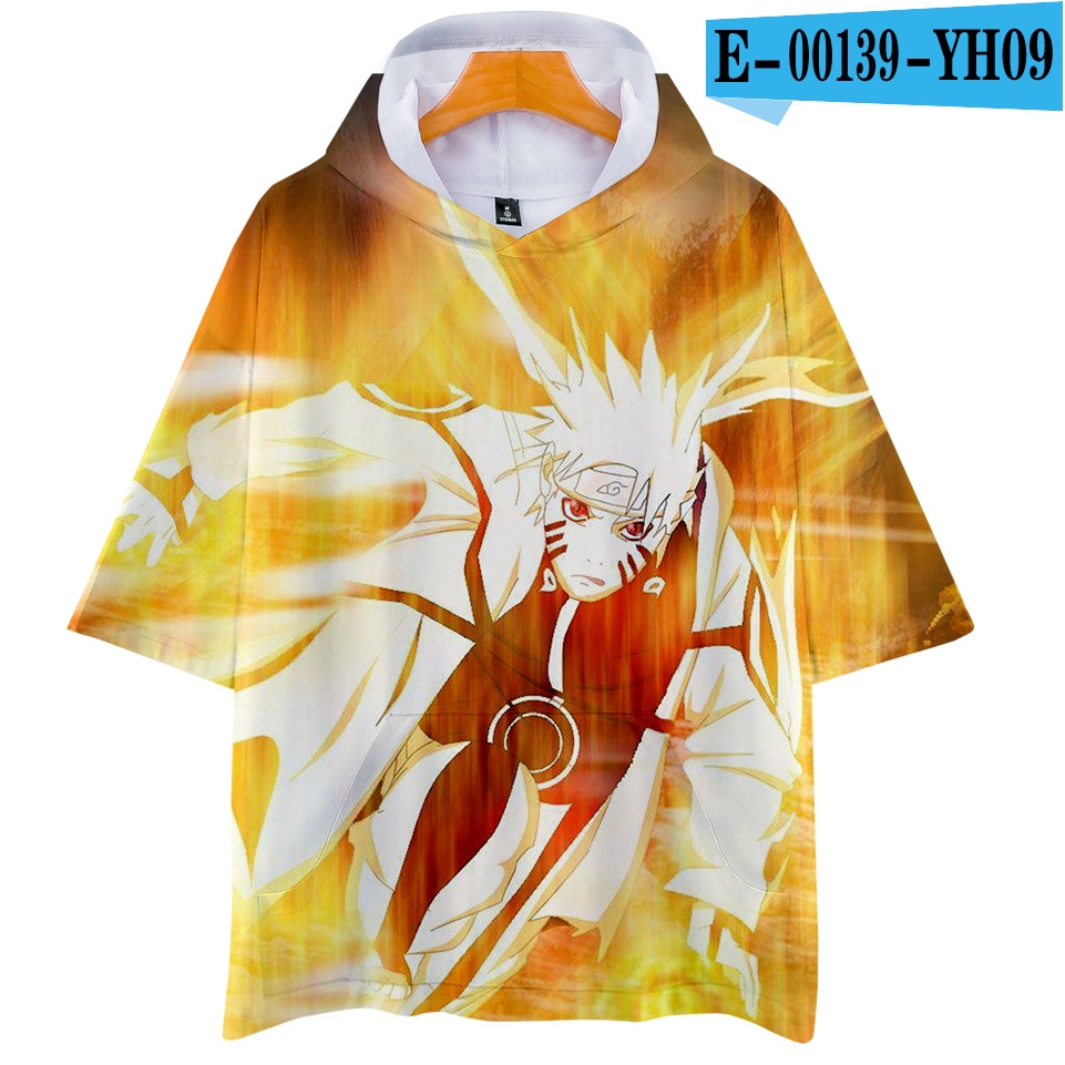 Áo Hoodie Ngắn Tay In Họa Tiết Naruto 3D Cá Tính