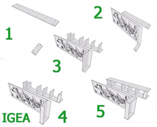 BÌNH PHONG Vách ngăn hoa cúc liền kệ IGA ( 1 vách 1 kệ) IG483