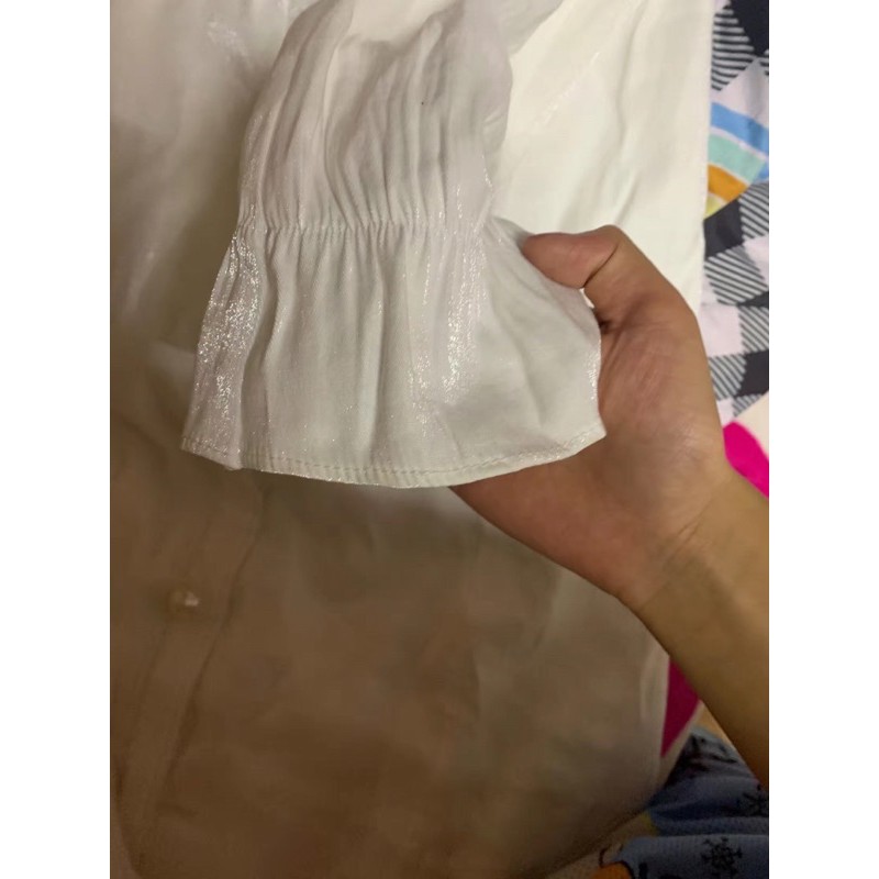 Váy trắng cổ vuông tay dài loe cúc ngọc dáng dài vintage [Ảnh thật 3-9] | BigBuy360 - bigbuy360.vn