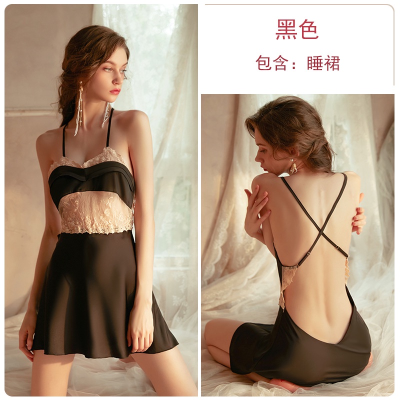 Váy ngủ pha ren bụng quai chéo lưng Cao Cấp siêu đẹp 1541