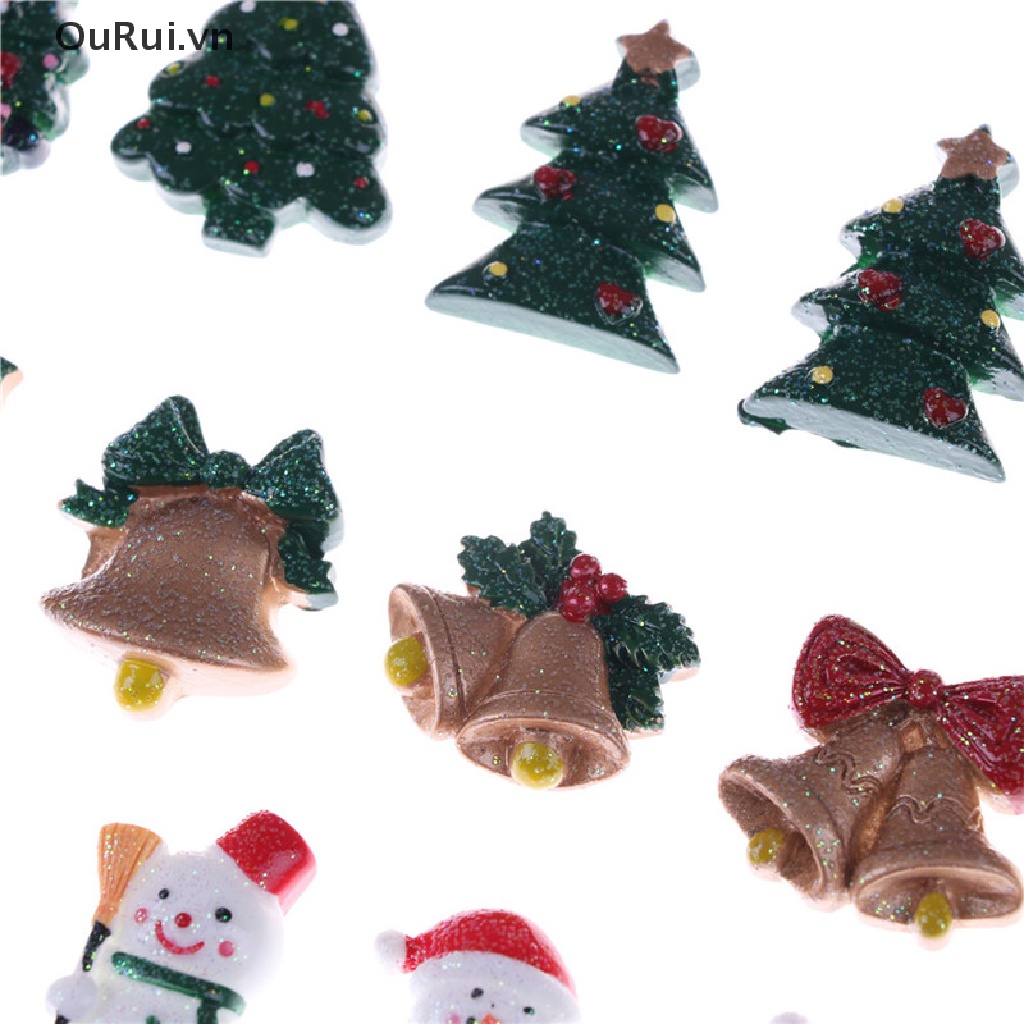 Set 10 Kẹp Tóc Hình Người Tuyết / Cây Thông Noel Mini Trang Trí Điện Thoại Diy