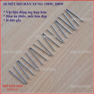 Combo 10 mũi mỏ hàn xung công suất 100w, 125w, 150w, bằng đồng mạ hợp kim, hàn ăn thiếc, ít đứt gẫy