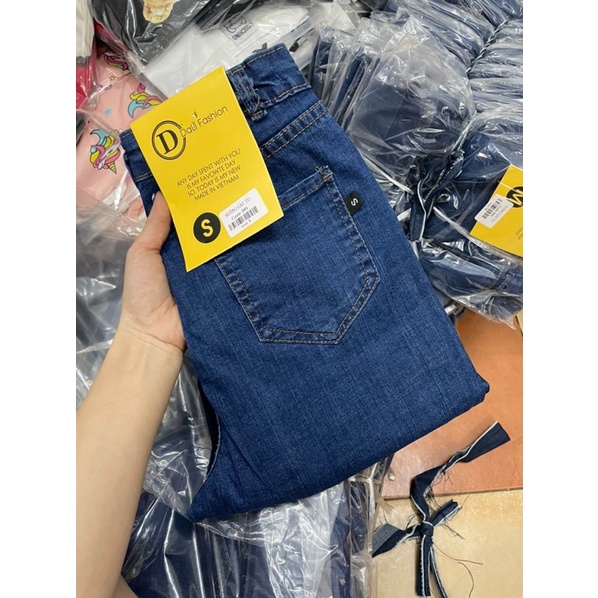 Quần jeans suông giãn gấu to #395