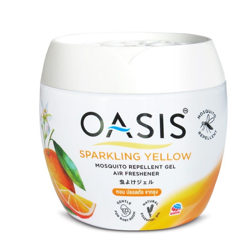 Sáp thơm đuổi muỗi OASIS Hương Cam 180gr chất lượng Thái Lan cao cấp mosquito repellent gel sparkling yellow