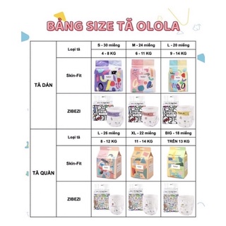 Tã/bỉm olola Skin-Fit HÀN QUỐC dán/quần đủ size S30/M24/L20/L26/XL22/XXL18-----