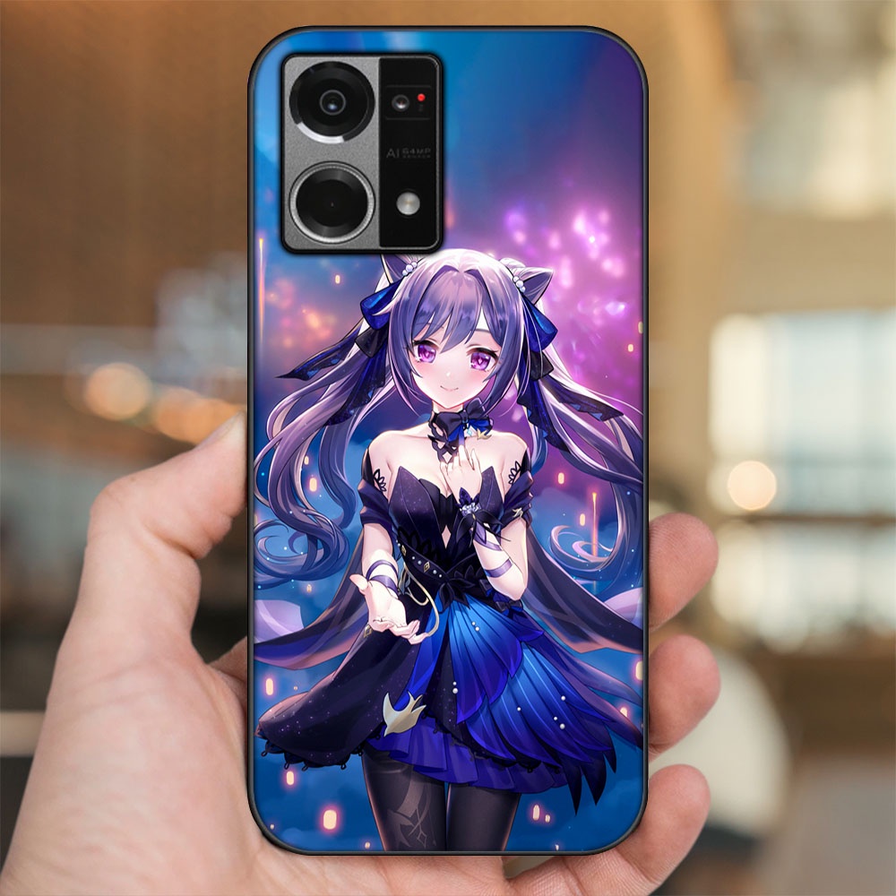 Ốp lưng Oppo Reno 7 4G viền đen in hình Keqing Genshin Impact