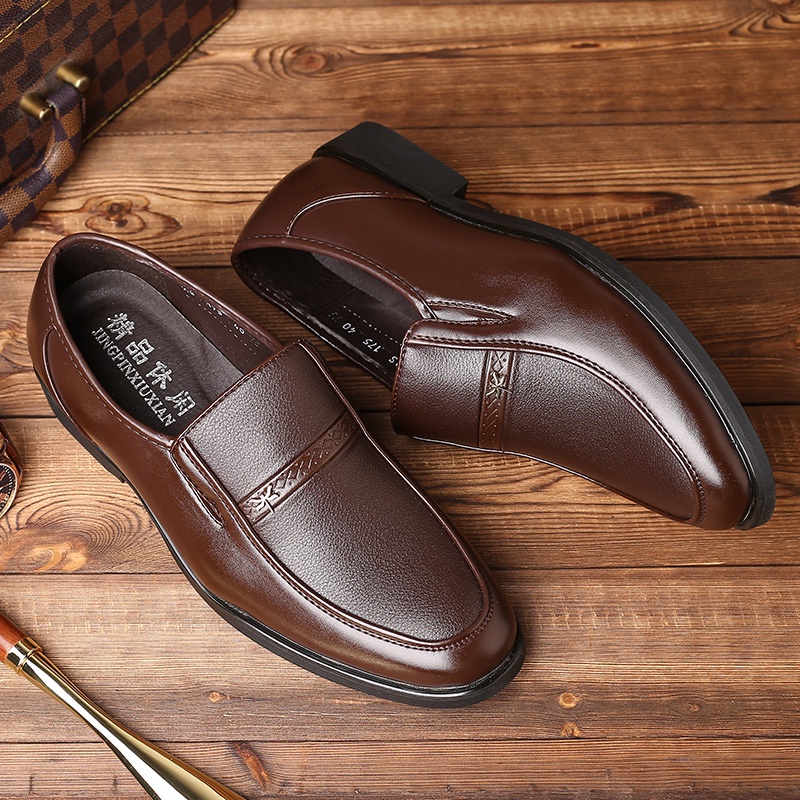 Giày tây da phối oxford thắt dây đế độn vintage cao cấp màu nâu/ đen cho nam