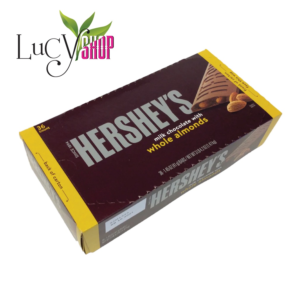 Kẹo Sôcôla Hạnh Nhân Hershey's Milk Chocolate with whole Almonds thanh 41g