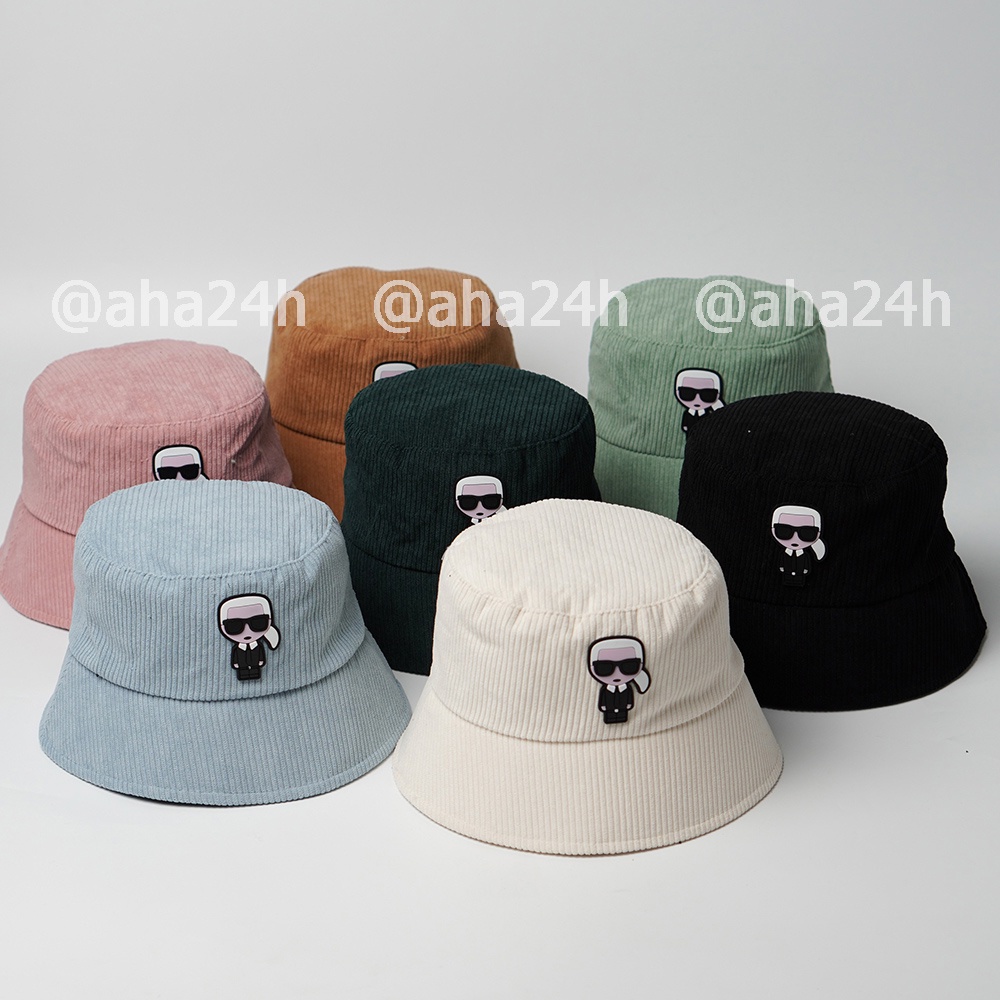 Mũ bucket thêu tem Thám Tử chất nhung tăm thời trang nón tai bèo vành unisex nam nữ AH1686