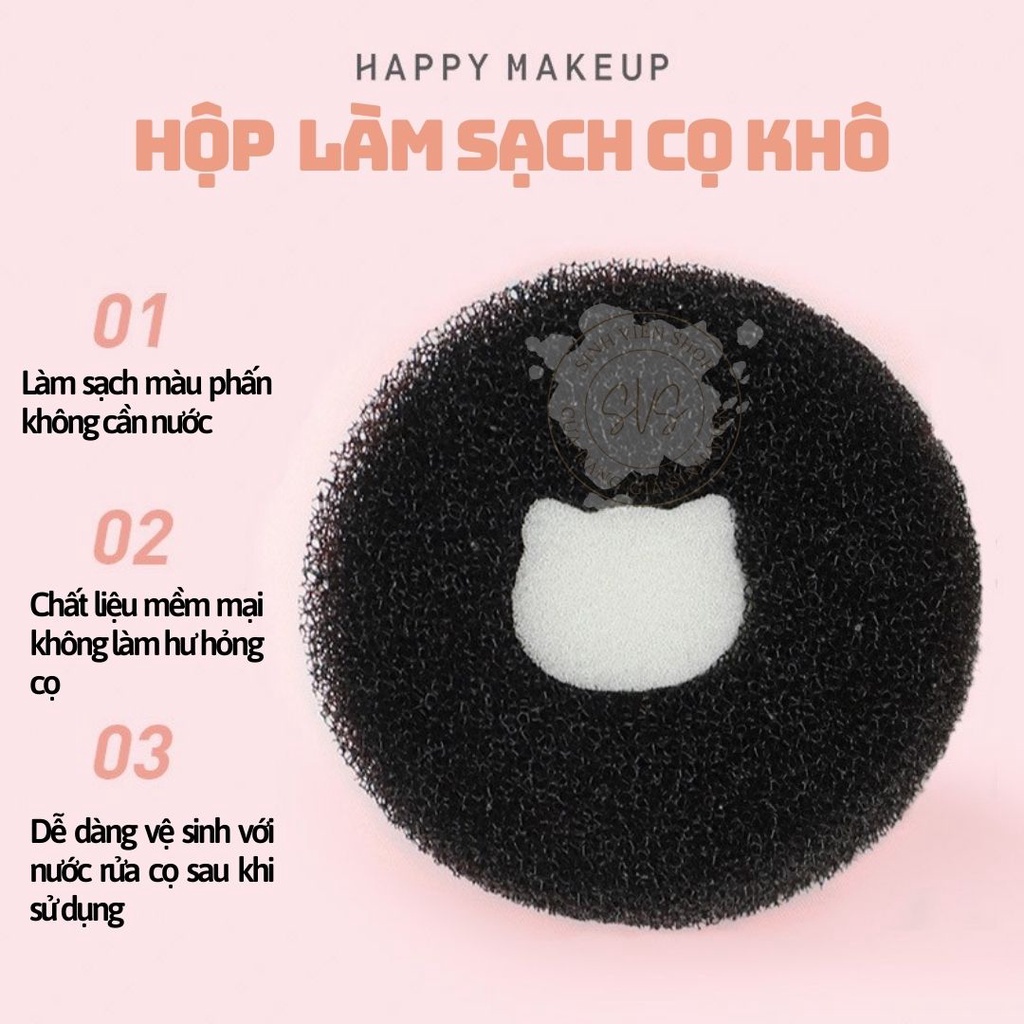 Hộp phủi phấn làm sạch cọ trang điểm khô Happy Makeup