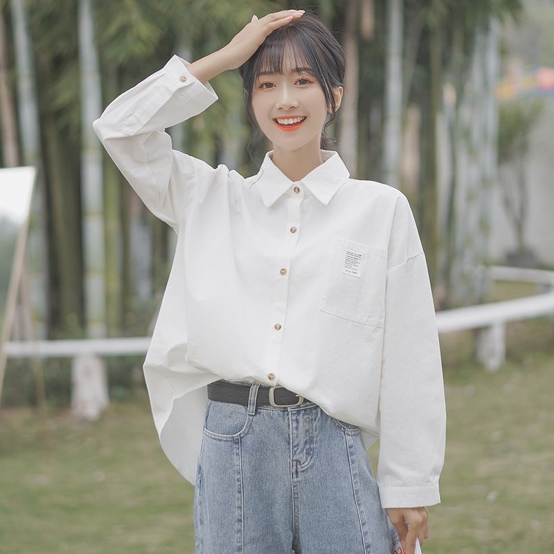 Áo Sơ Mi Nữ Tay Dài Dáng Rộng In Họa Tiết Trẻ Trung Phong Cách Hàn Quốc