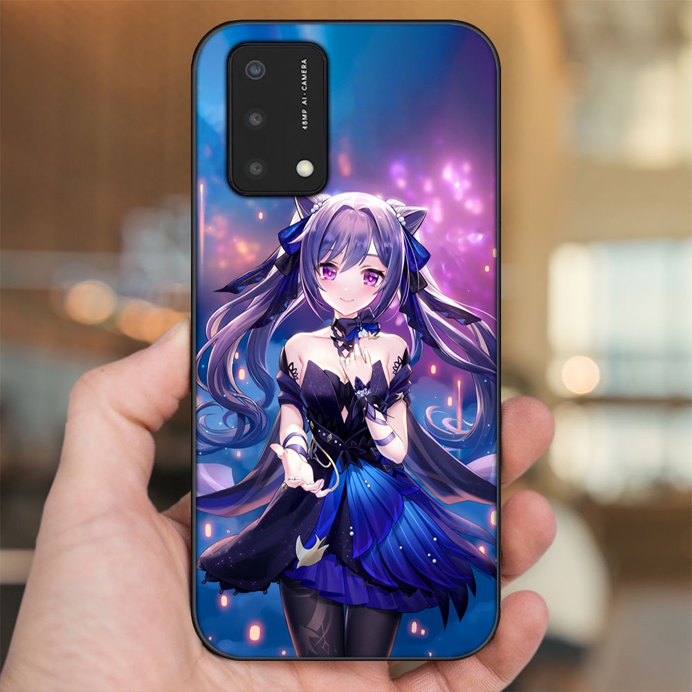 Ốp lưng Oppo A74, A93 5G, A95 viền đen in hình Keqing Genshin Impact