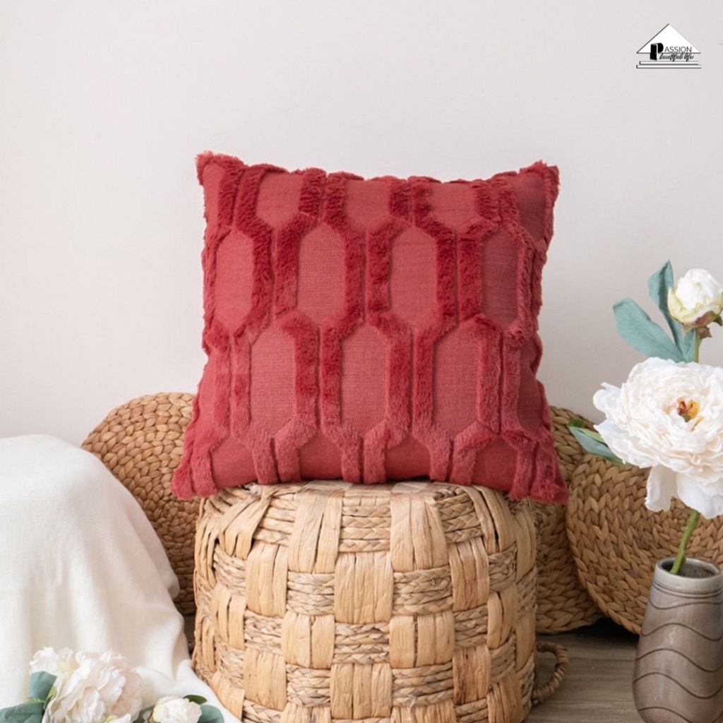 Vỏ Gối Tựa Lưng Sofa Dập Lông Nổi Hình Học Ziczac Cao cấp