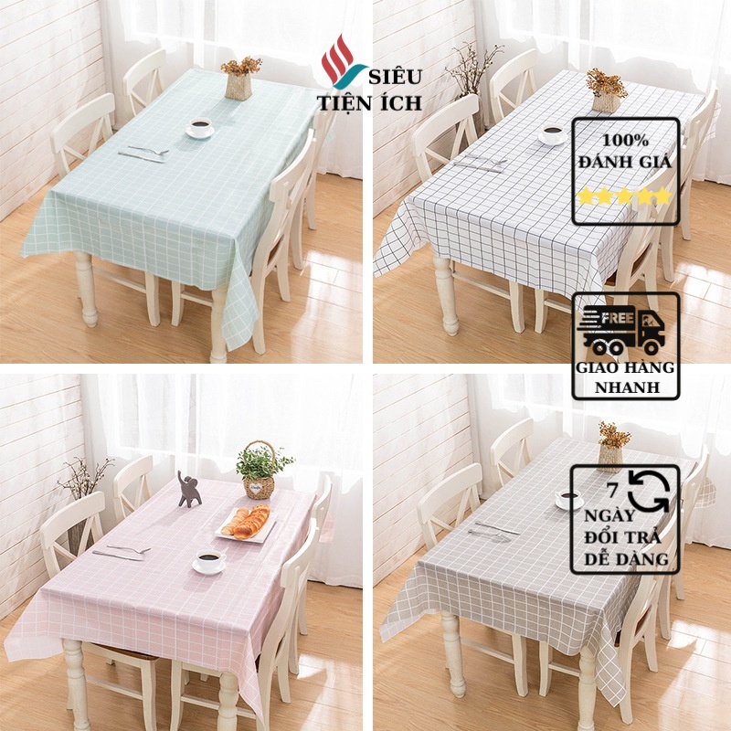 Khăn trải bàn caro nhựa PVC chống thấm nước, khăn trải dã ngoại, picnic vintage không phai màu dễ lau chùi