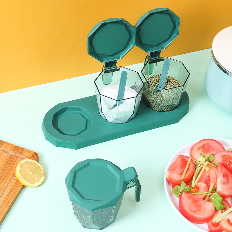 PVN44260 Bộ 2,3 Hũ Đựng Gia Vị Kèm Thìa Có Nắp Và Khay Giá Rẻ