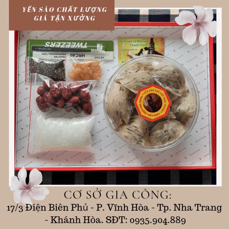 100gr yến sào thô yến sao Nha Trang gãy vỡ bể nhẹ tặng nhíp và đồ chưng