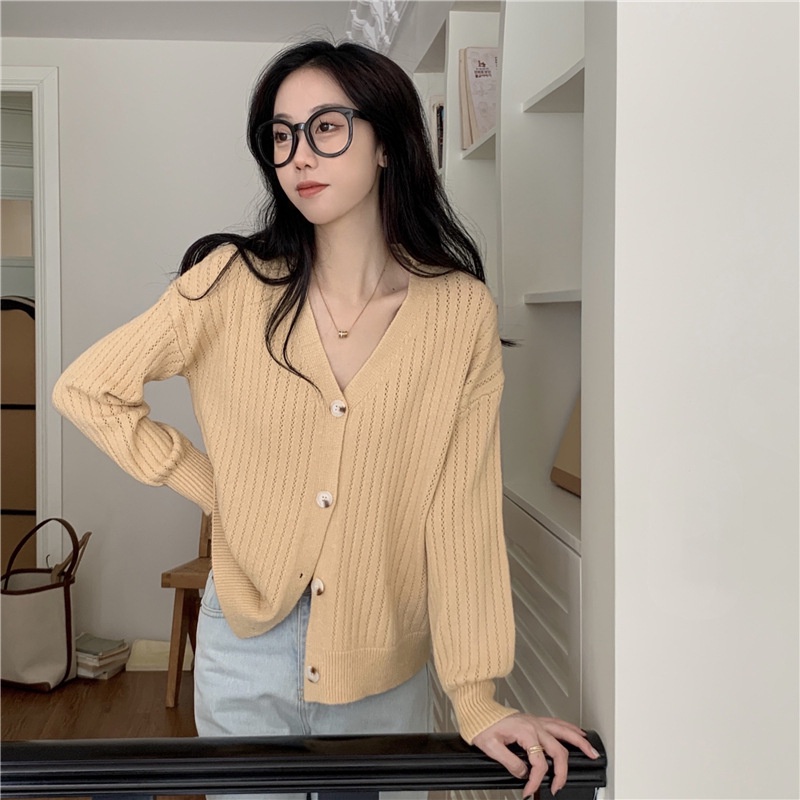 Áo khoác len cadigan nữ lông thỏ phong cách Hàn Quốc thời trang hottren màu basic dễ phối đồ chất đẹp dày dặn F-5