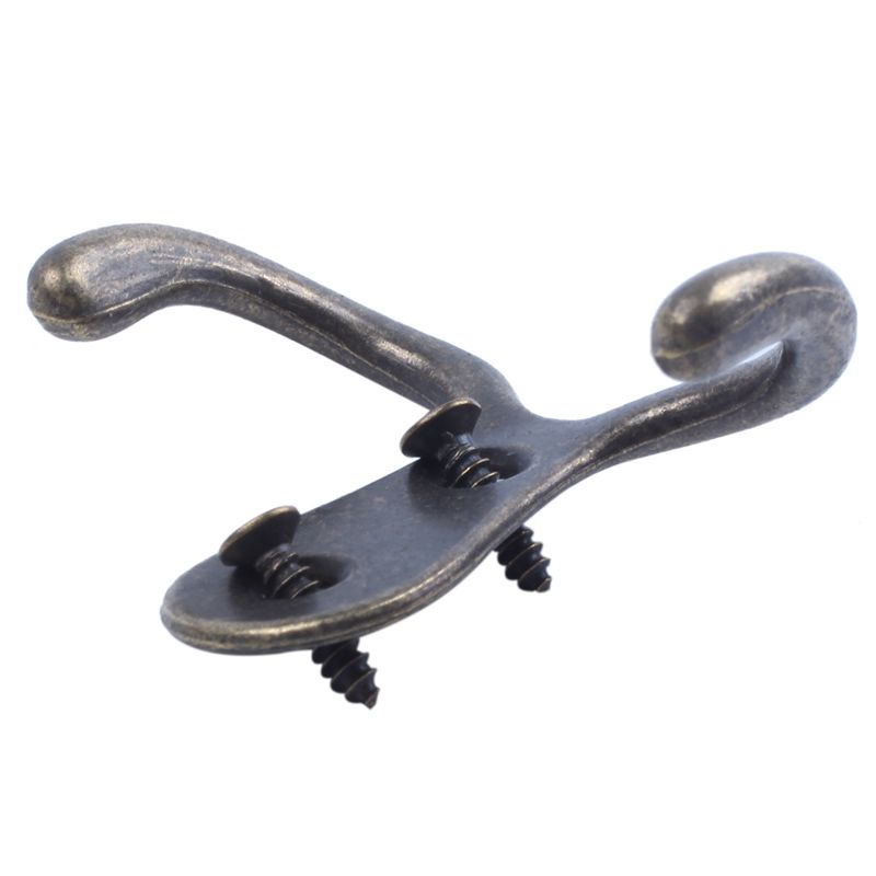 2 x Móc vít Móc đôi kim loại cổ điển Móc treo tường bằng kim loại Áo khoác đồng cổ cho mũ