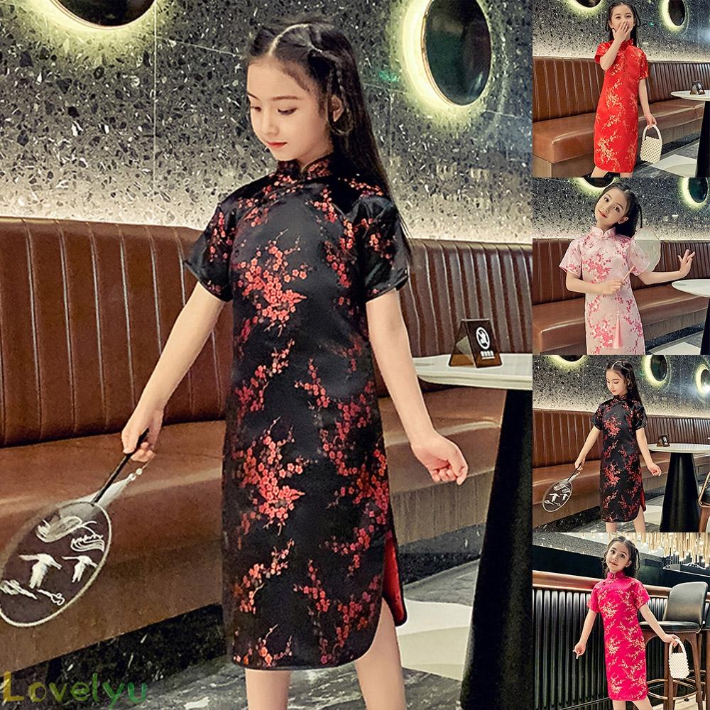 Sườn xám Qipao 100% cotton thời trang Trung Hoa chất lượng cao cho bé gái