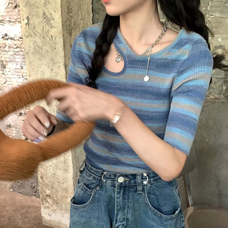 NRVP Áo Thun Tay Ngắn Dáng Ôm Phong Cách Hàn Quốc Thời Trang Mùa Hè Cho Nữ