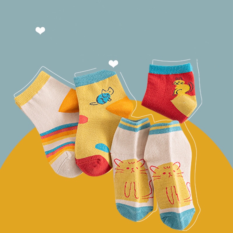 Set 5 Đôi Vớ Cotton Cho Bé Từ 1-12 Tuổi