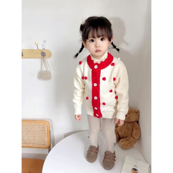 Áo khoác len cardigan cho bé gái, chất liệu dày dặn, đanh mịn