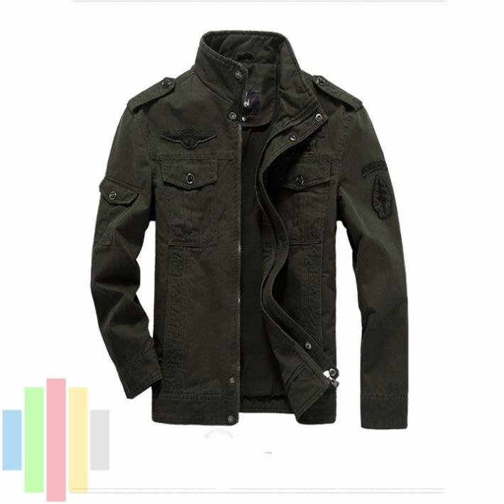 Áo Jackets nam phong cách lính Màu Rêu