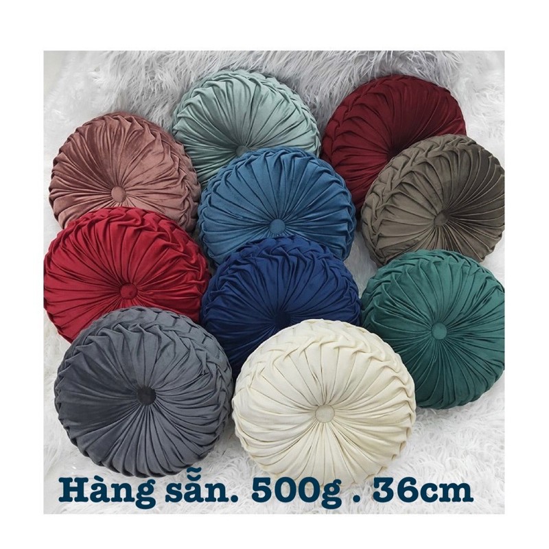Gối tựa lưng sofa hình bí ngô bánh xe, vải nhung cao cấp