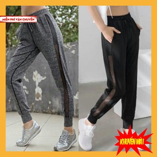Quần thể thao nữ kiểu jogger viền phối lưới hot hít nhất