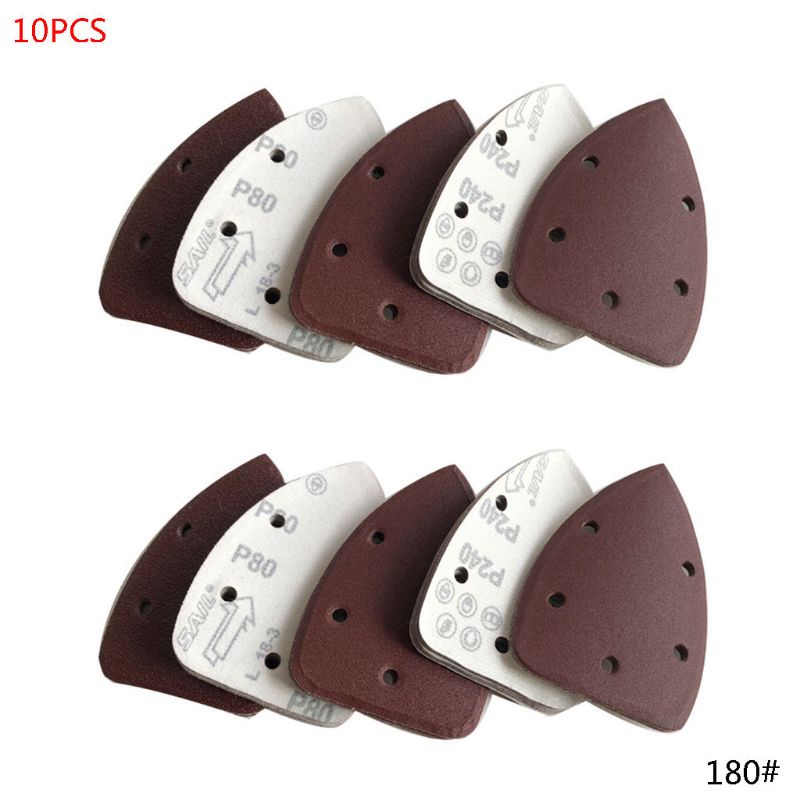 Set 10 Đĩa Chà Nhám Tam Giác 5 Lỗ Bằng Nhôm Oxide