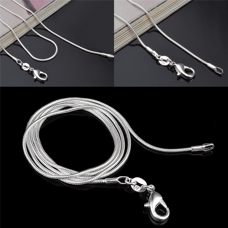 Vòng cổ Mạ Bạc 925 1mm 16 &quot;18&quot; Thời Trang