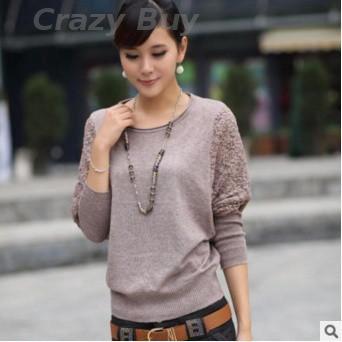 Áo Len Nữ Tay Cánh Dơi Phối Ren Độc Đáo áo len cổ lọ len nữ áo len kẻ áo hooide áo lông cá hầm áo len cổ tim áo khoác nữ