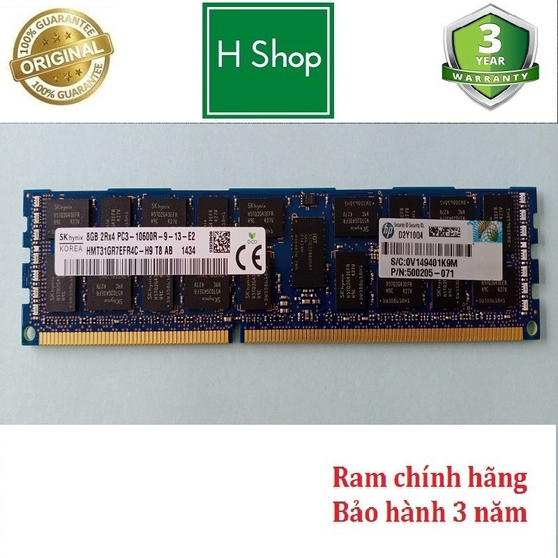 [Mã ELMS05 giảm 5% đơn 300k]Ram Server DDR3 (PC3) 8GB ECC REG bus 1333 /10600R, bảo hành 3 năm | WebRaoVat - webraovat.net.vn