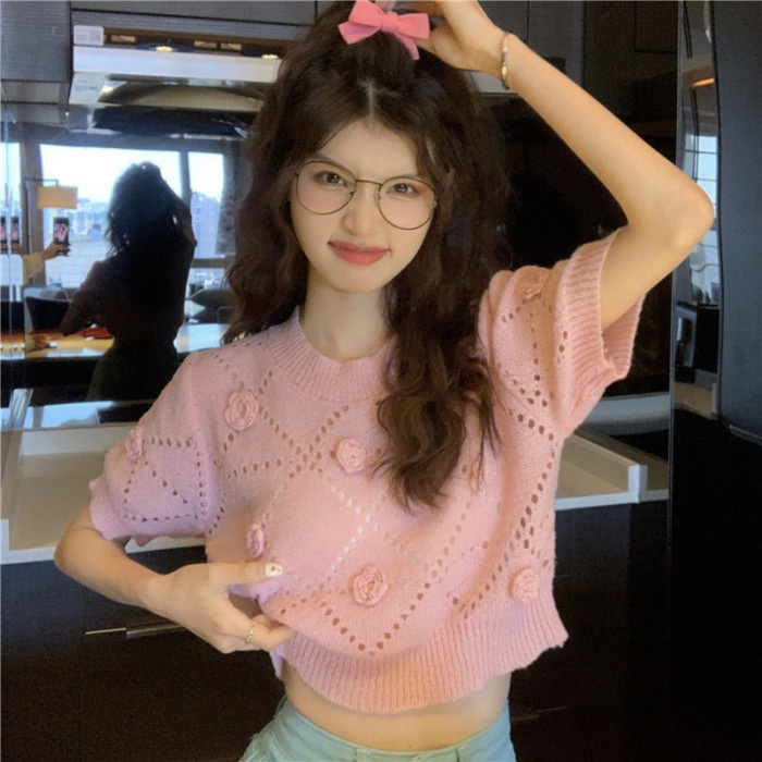 【ZHELIHANGFEI】Áo Thun Tay Ngắn Họa Tiết Hoa Thời Trang Cho Nữ