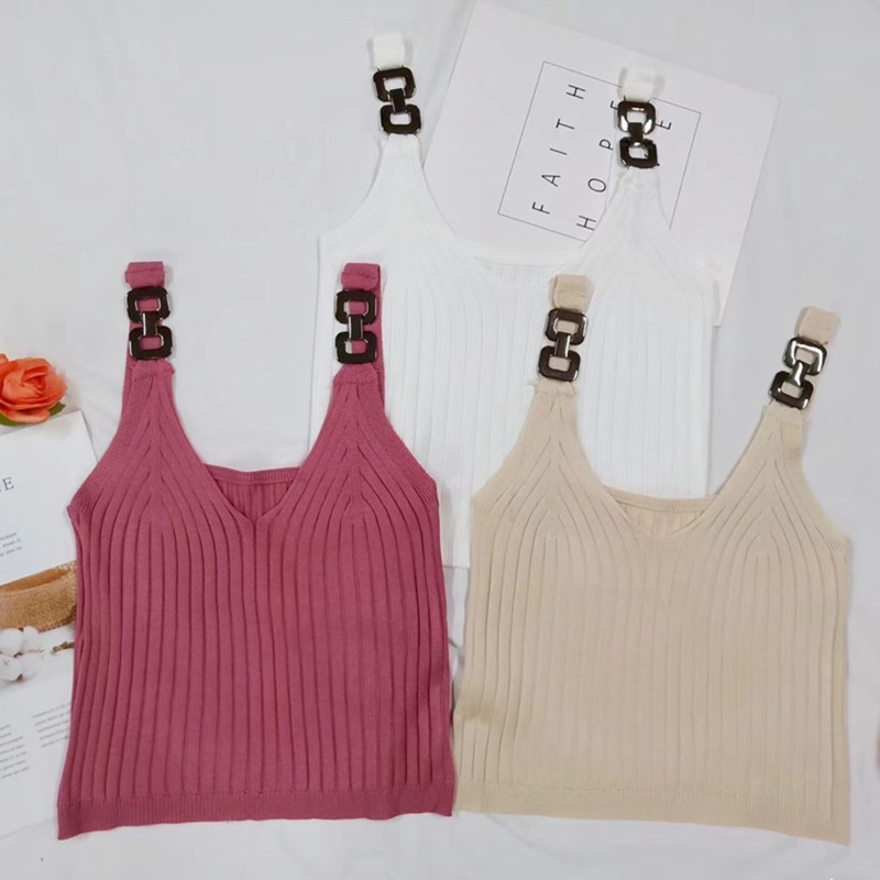 Áo Croptop Dệt Kim Hai Dây Phong Cách Thể Thao Thời Trang Mùa Hè Cho Nữ