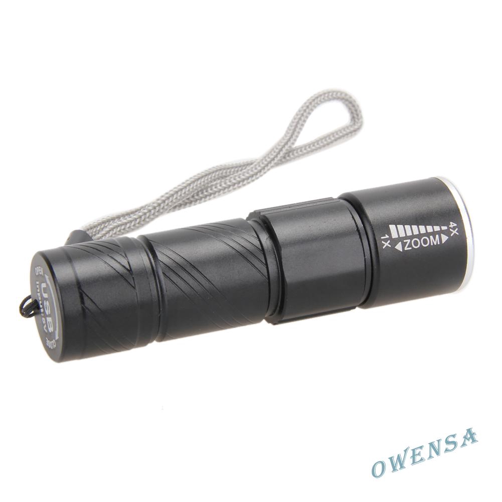owen}800LM CREE LED Torch Zoomable Waterproof USB Rechargeable Flashlight Torch