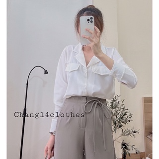 Áo sơ mi trắng nữ cổ vest chất kate hàn thanh lịch công sở
