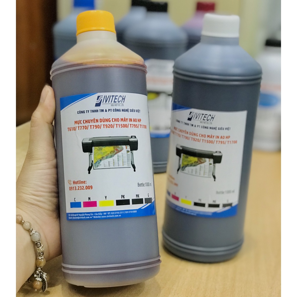 Mực in 1L máy in A0 - Hp T1100, T790, T795, T1708...