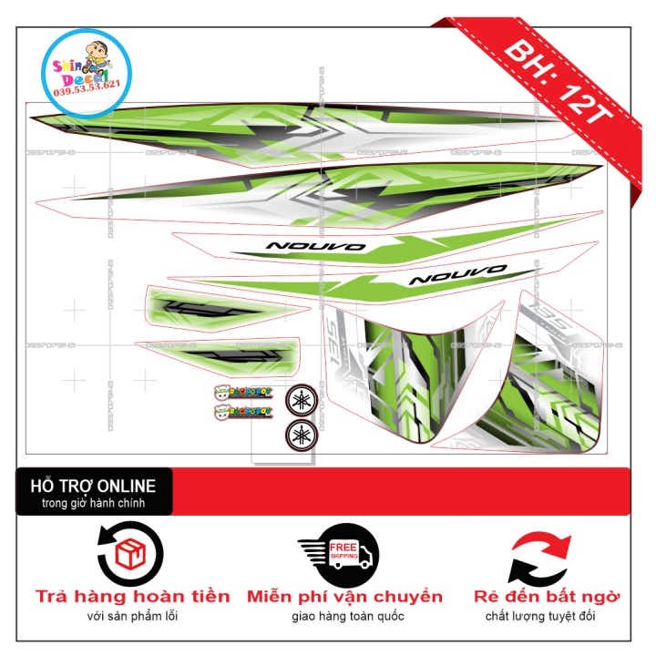 TEM XE NOUVO 4 V26 DÁN XE TRẮNG -- SHIN DECAL 2