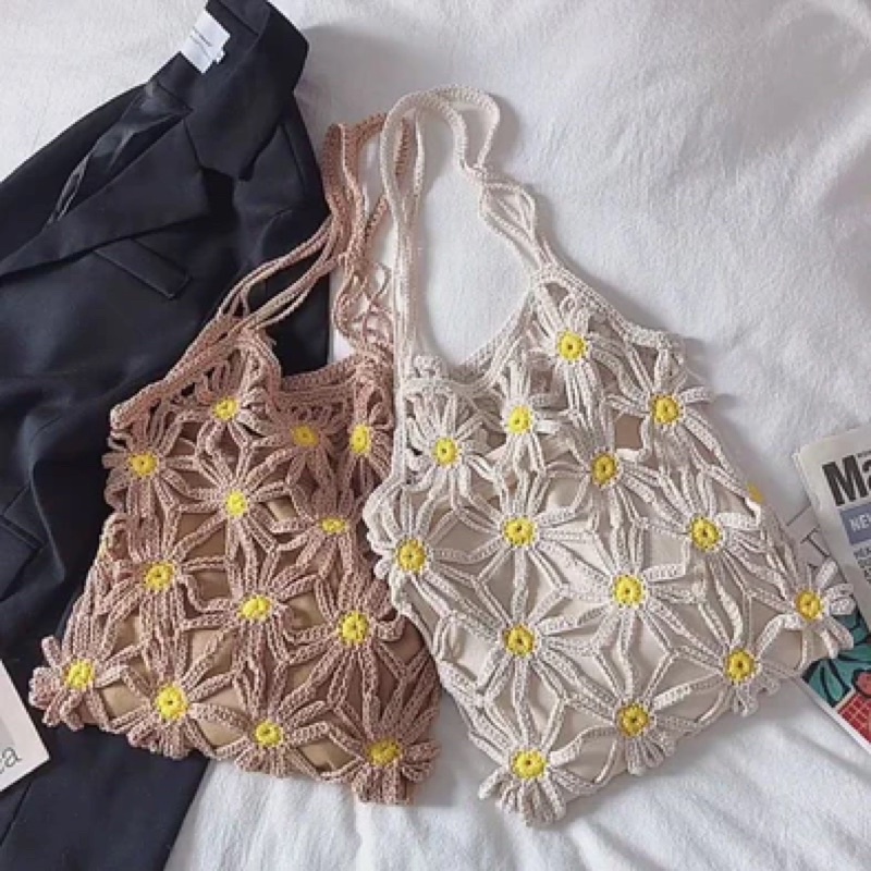 Túi Len Lưới Hoa Cúc
