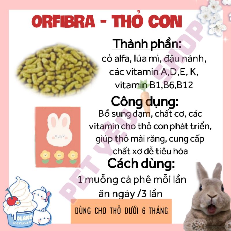 Nén OrFiBRa (1 ký/138k) Date mới Freeship thức ăn thỏ trên 6 tháng thỏ trưởng thành và chăm sóc con