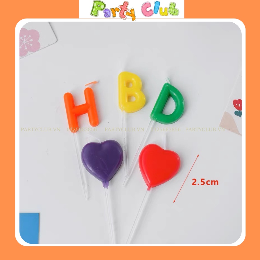Nến trang trí bánh kem sinh nhật chữ HBD - Happy Birth Day