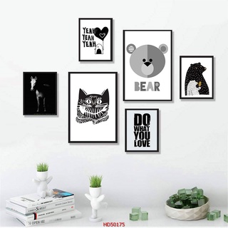 [KHỔ LỚN] SET 6 Tranh Laminate Tráng Gương - Tranh Treo Tường Phong Cách Bắc Âu-Scandinavian Con Vật Ngộ Nghĩnh 02